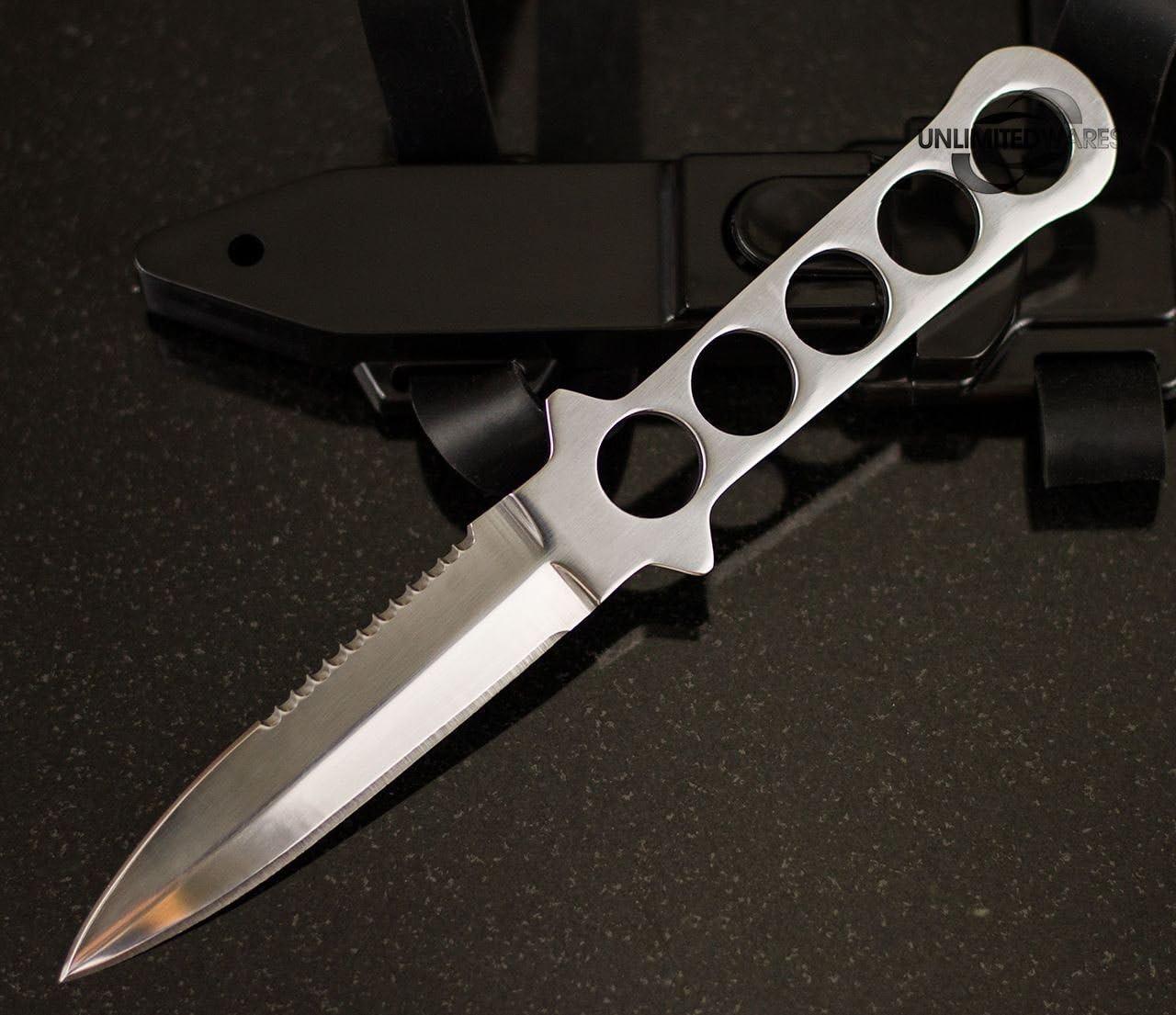 9" Scuba Diving Stainless Steel Fixed Blade Knife Survival Hunting Serrated- Hunting Knives, Military Surplus - Survival and Camping Gear : Sports & Outdoors
