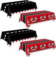 Vista 1 de Oigco 4 manteles de plástico de automóvil de carreras, decoración de fiesta de cumpleaños de auto de carreras, mantel rectangular de carreras, funda