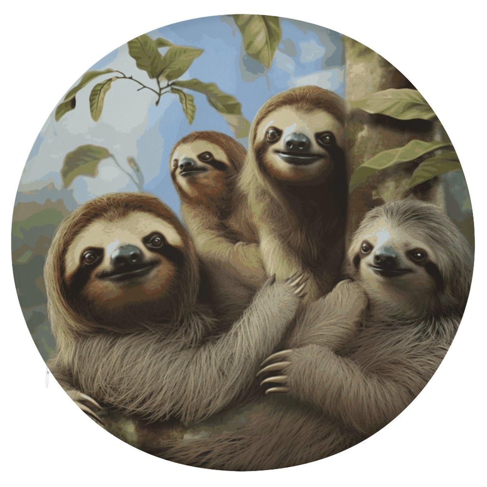Adfgyerh Style Sloth Family Cushion Memory Foam Pillow Core，Seat Cushion Detachable Design，Chair Cushions Suitable For All Seasons, And Can Be Used In Offices, Dining Rooms, Homes, And Other Settings.