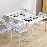 Vista 2 de FurnitureR Mesa rectangular de 43.3 pulgadas para 4-6 personas, moderna y funcional, con patas de madera maciza estables para el hogar, oficina