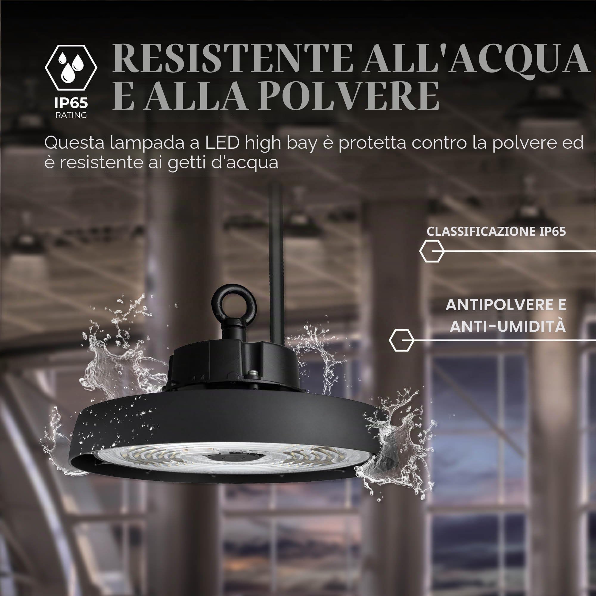 Ledvion - Campana led ufo, IP65, 150W, 192 lm/W, 4000K, Dimmerabile, lampada led industriale capannone, illuminazione magazzino officina, luce soffitto garage, illuminazione industriale led