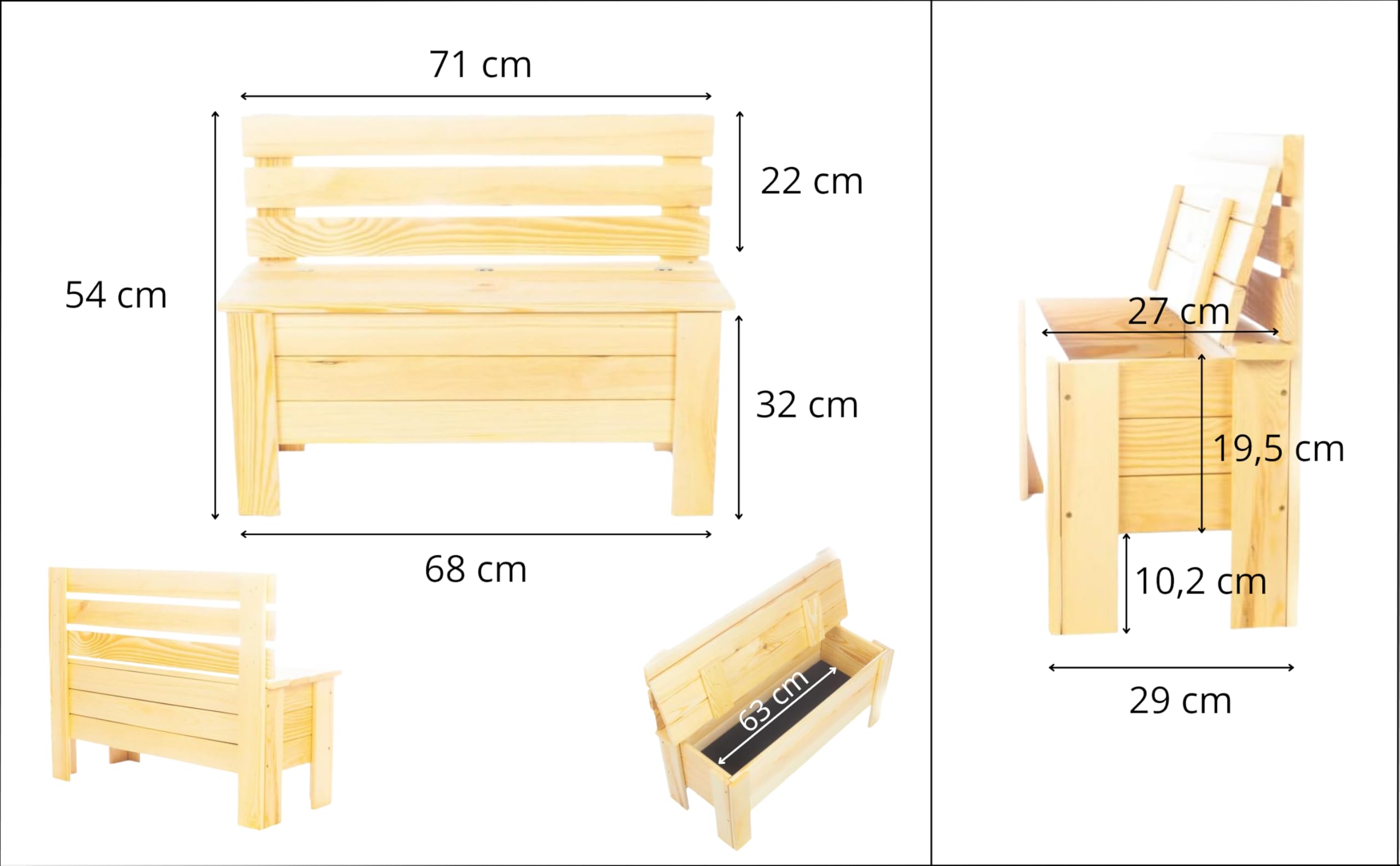 Cassapanca Giardino 71x54x29 cm Grigio 111 L Legno Di Pino Massello Box Cuscini Esterno Baule Portaoggetti Per Mobili Outdoor