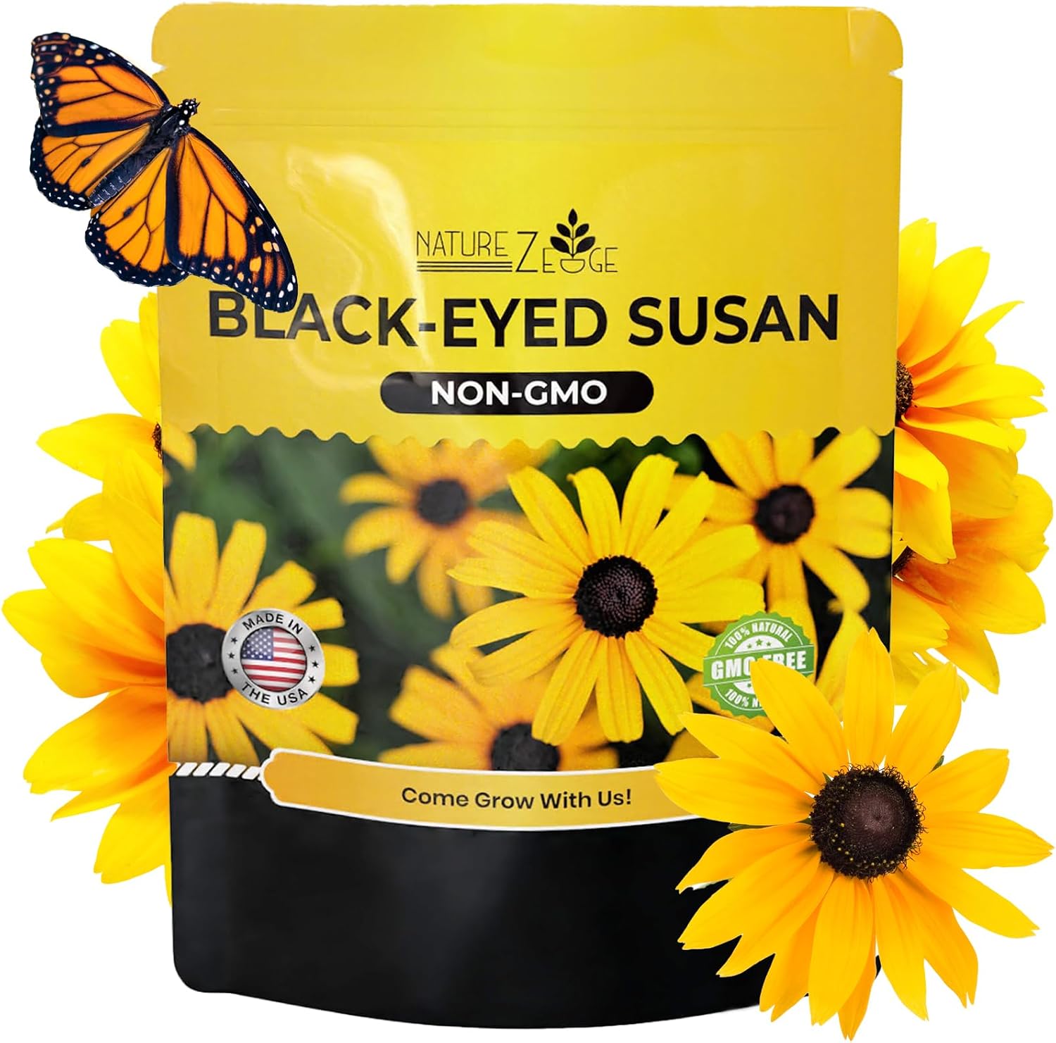 NatureZEdge Black Eyed Susan Seeds for Planting - 1 Ounce Non-GMO Heirloom Rudbeckia hirta - Attracts Pollinators - Full Sun, USDA Zone 3