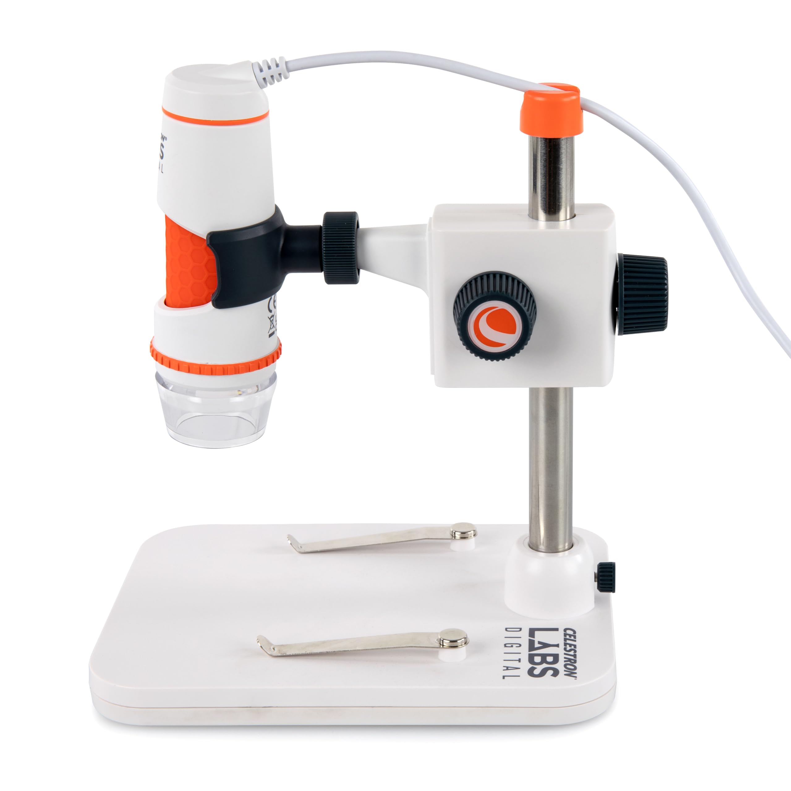 Celestron 44308 Microscopio digitale manuale Pro, Ingrandimento 20x-200x, Grigio/Bianco