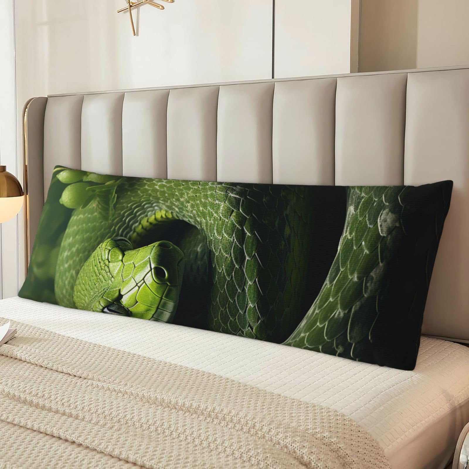 Green Snake On Trees Body Pillow Cover with Hidden Zipper 54"X20",Ultra Soft Microfiber Long Pillow Case Decorative Bedding Pillowcase Cushion Cover Cases for Bedroom Couch Sofa,Home Gifts