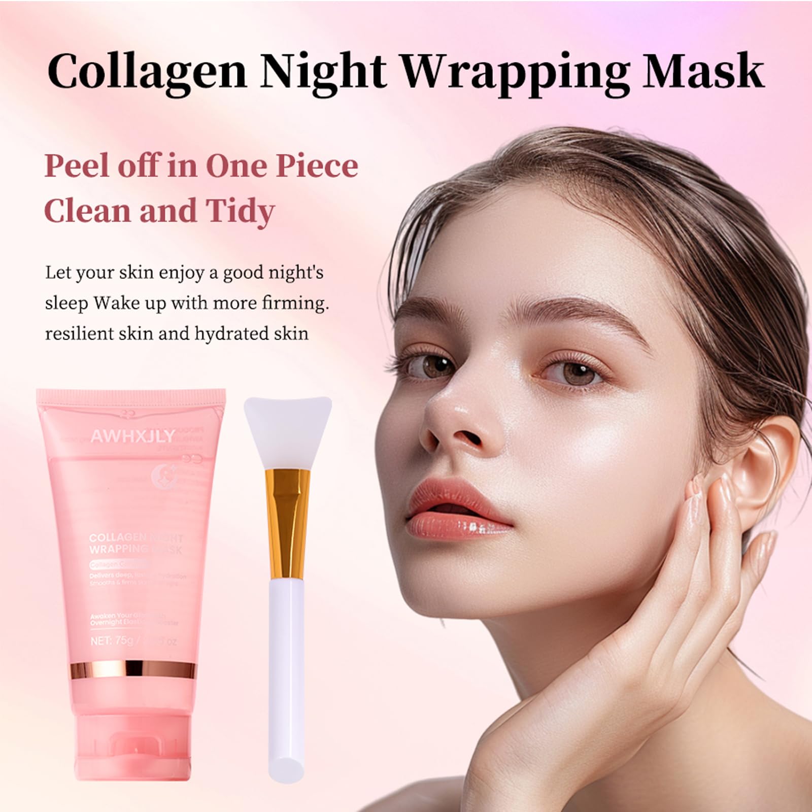 Collagen Night Wrapping Mask, Overnight Peel Off Hydrolyzed Collagen Facial Mask, Hydrates and Tightens Skin - Image 4