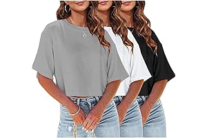 3 Pack Oversized Cropped Workout Tees for Women