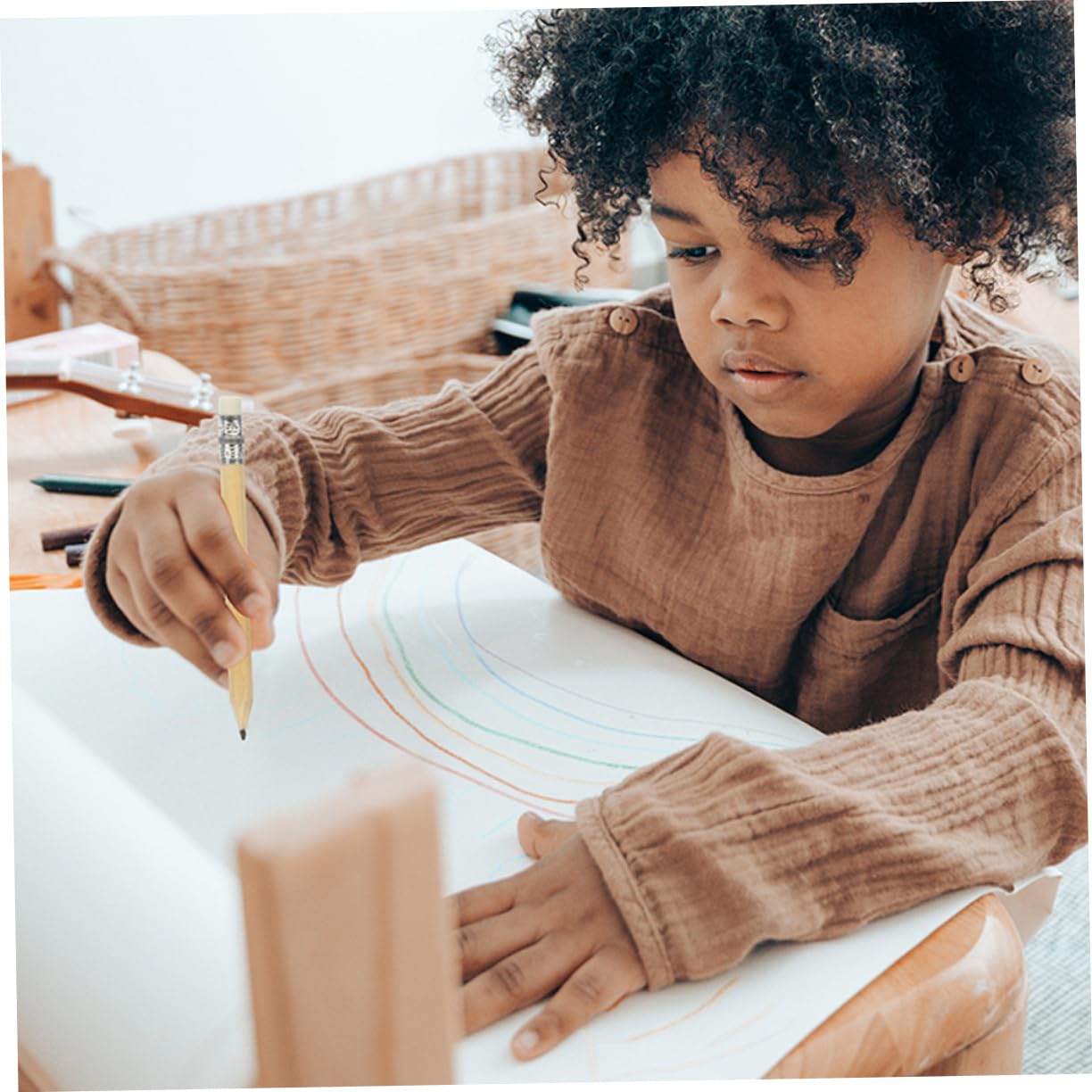 Housoutil 5 series Lápices Redondos Para Artistas Lápices Para Volver A La Escuela Para Escribir Para Dibujar De Carbón Pequeños De 100 piezas x 5