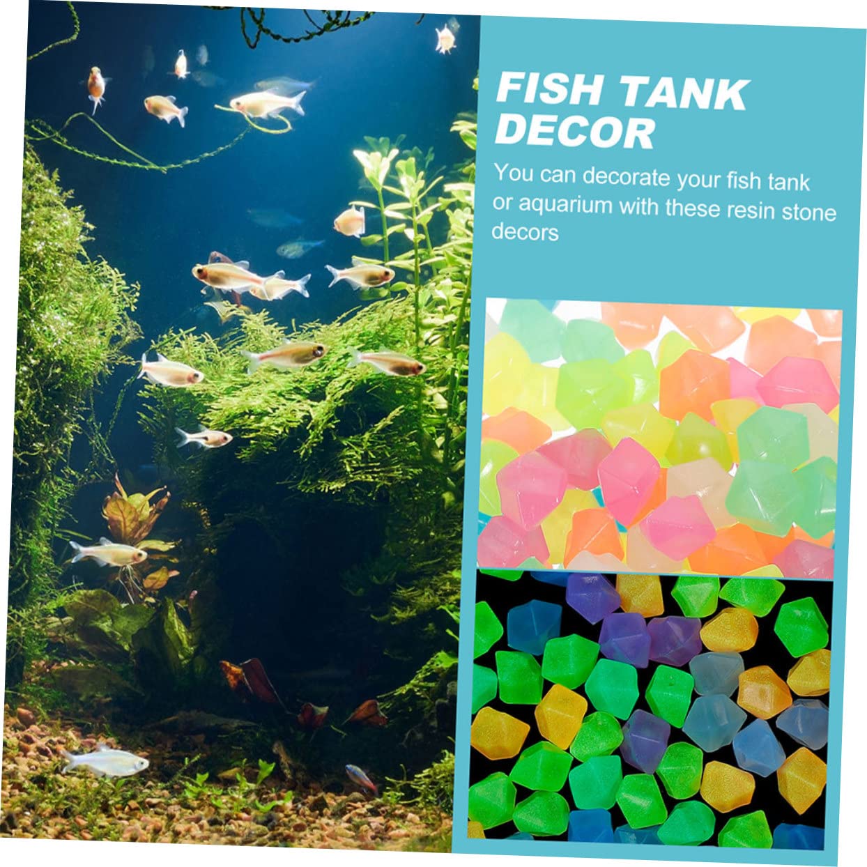 IWOWHERO 100Pcs Luminous Stones for Aquarium Landscaping Decorative Resin Fish Tank Supplies Glowing Pebbles for Fish Tank Decor and Garden and Easy to Use