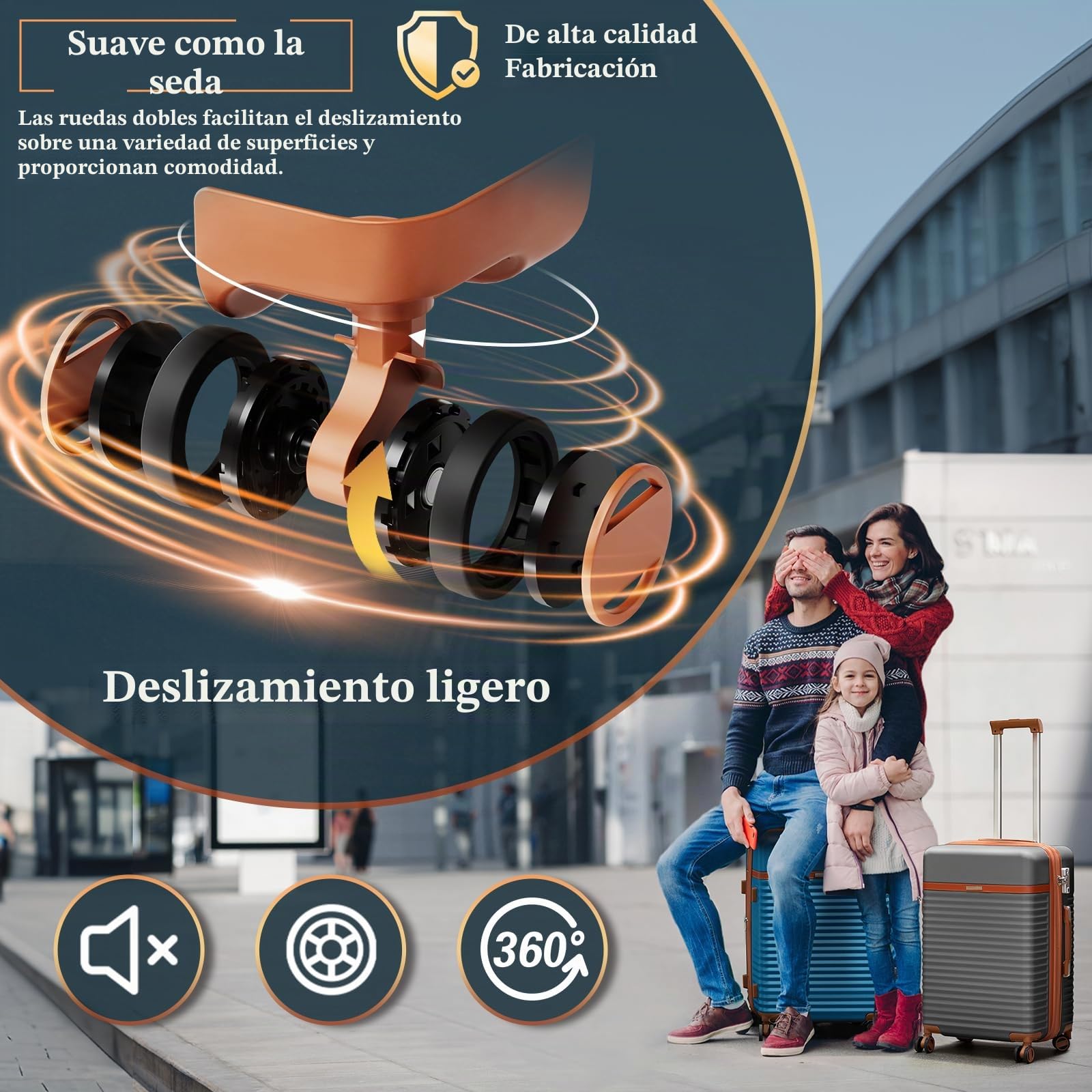 Joyway Juego 5 Maletas ABS, TSA, Ruedas 360°, Neceser y Bolsa de Viaje | Modelos M/L con 20% espacio extra, diseño anidable, asa telescópica 3 niveles, cremalleras YKK y compartimentos internos