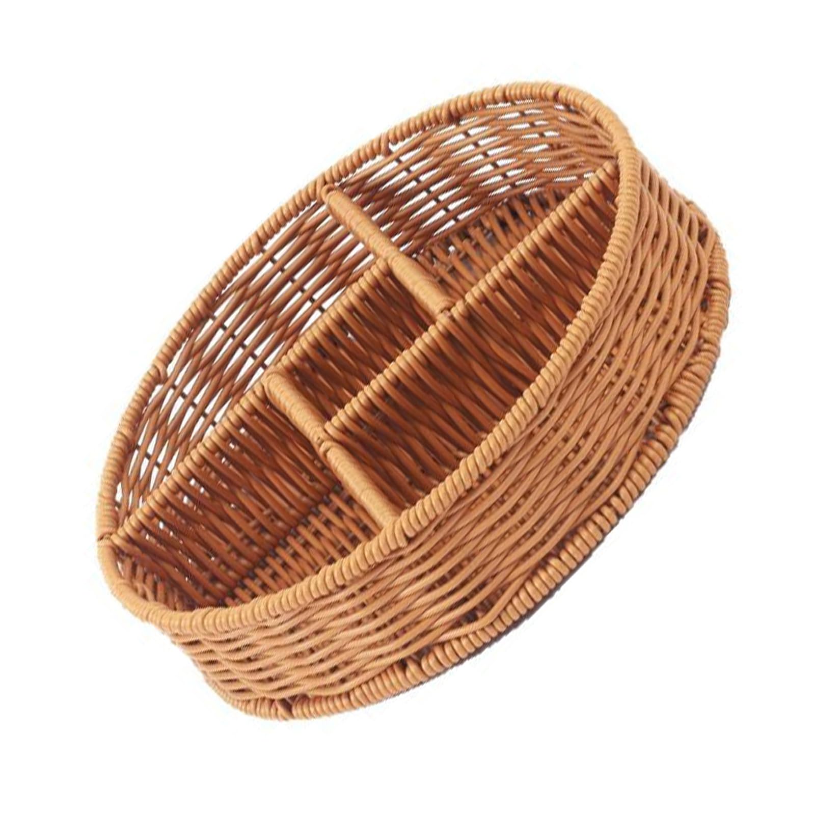 Zxfdsfdbnm Round Woven Imitation Rattan Fruit and Snacks Tray with Multiple Compartments Divided Serving Basket for Organized Fruit Platter