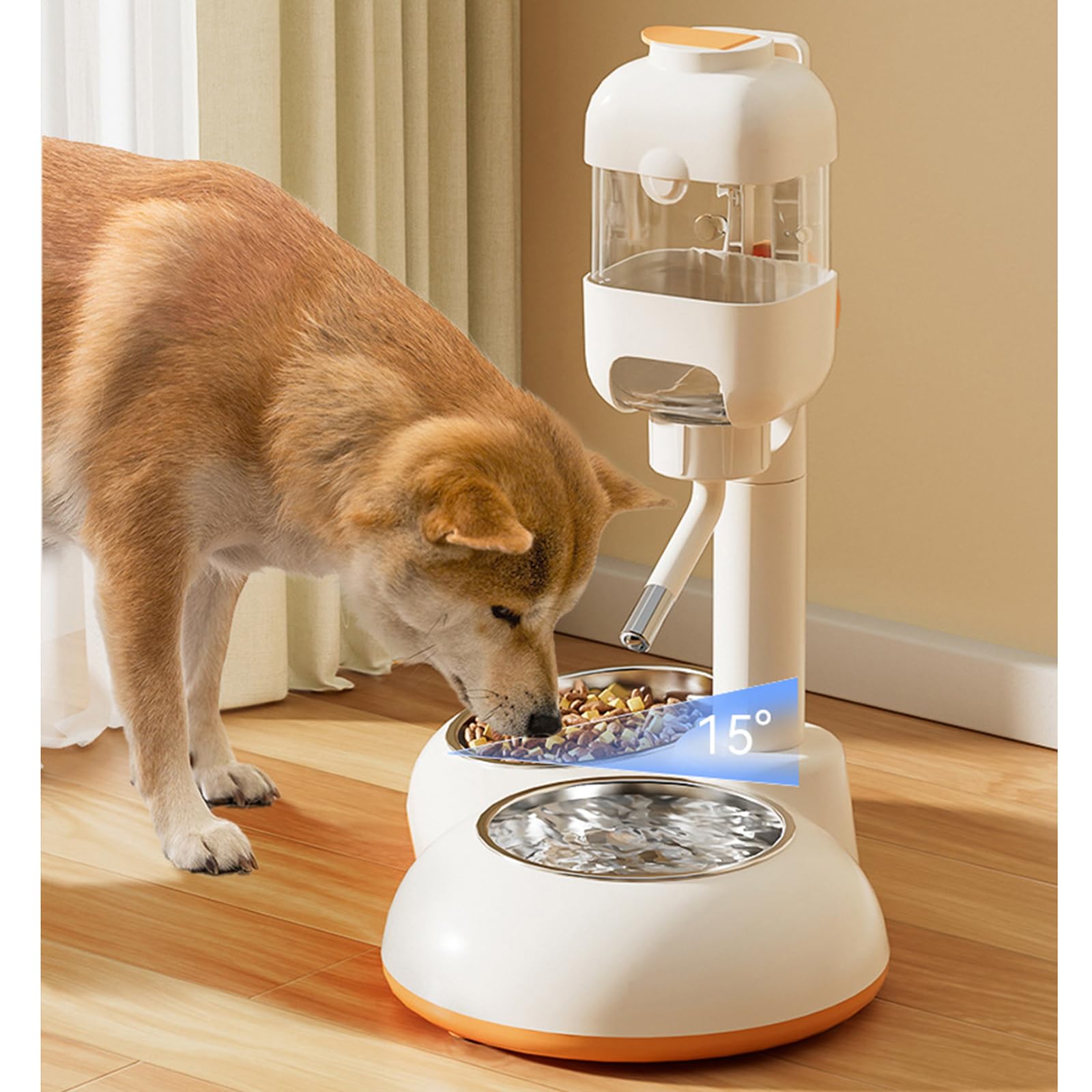 Ciotola per Cani 2 in 1 Distributore Acqua per Cuccioli Dispenser Cibo per Cuccioli Facile da Regolare in Altezza Ciotola per Acqua per Alimenti Alimentatori per Animali Domestici Regolabili