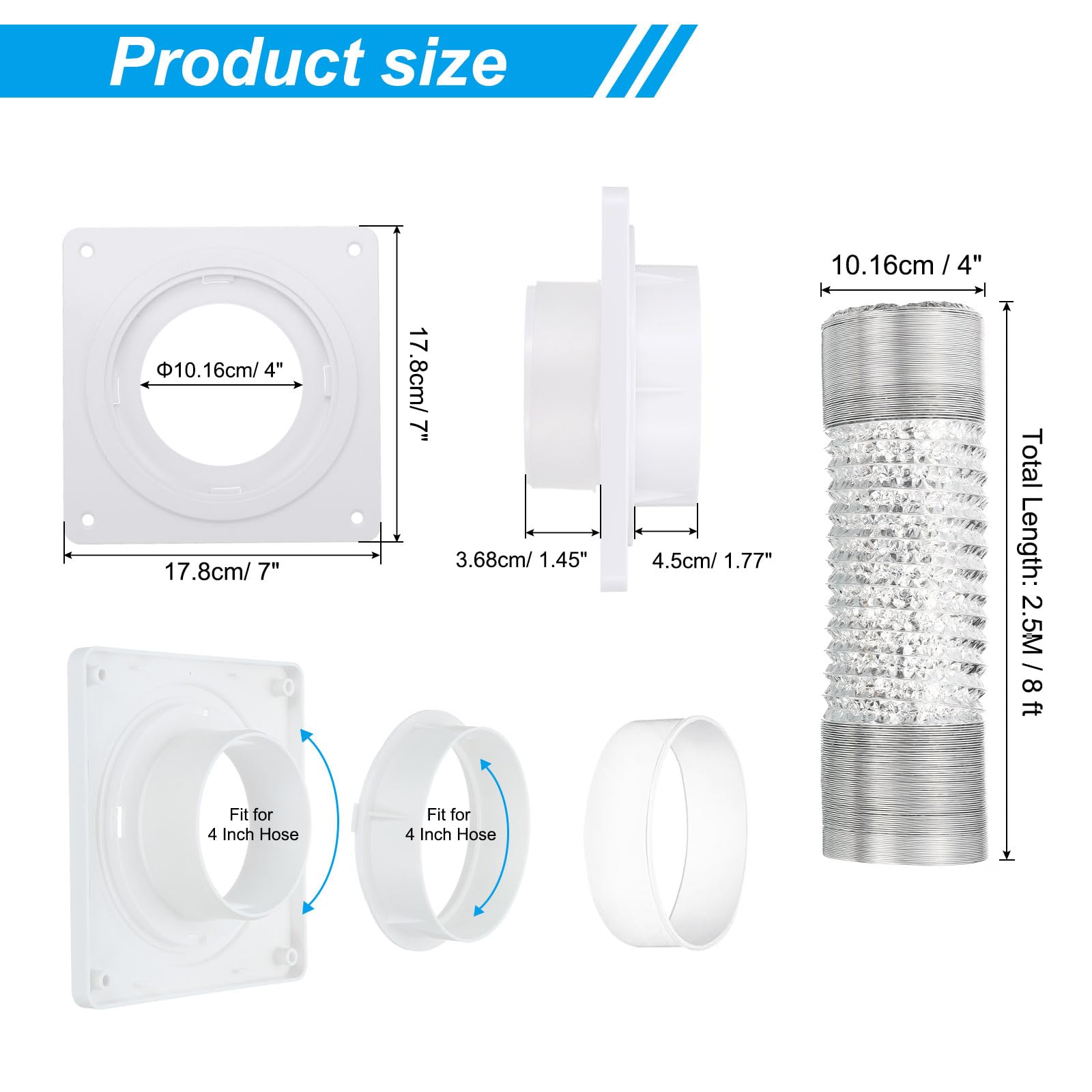 PATIKIL Dryer Vent Connector Kit Fit 4 Inch Ducting - Image 2