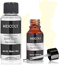 MEICOLY Spirit Gum Adhesive and Remover Combo Kit,0.5OZ Spirit Gum+1.76OZ Remover,Prosthetic Bald Cap Adhesive Glue,Face Skin Glue for Costume,Pro Makeup Glue Adhesive for Face Body Mustache Beard
