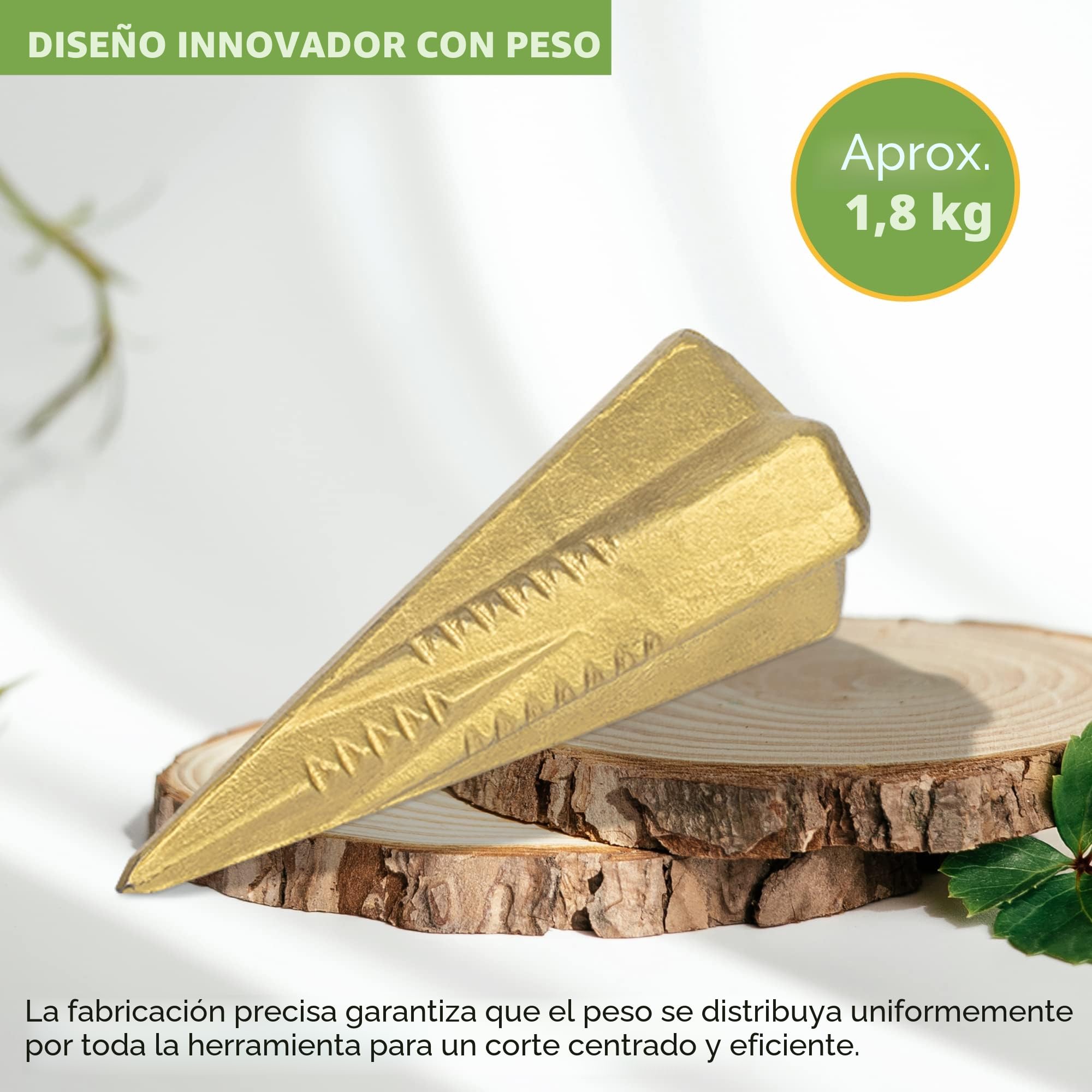 BLOSTM Astilladora de Troncos - Rajadora de Leña Tratada Térmicamente de 1,8 kg Forjada y Resistente - Utilizado Para Troncos Pequeños a Grandes