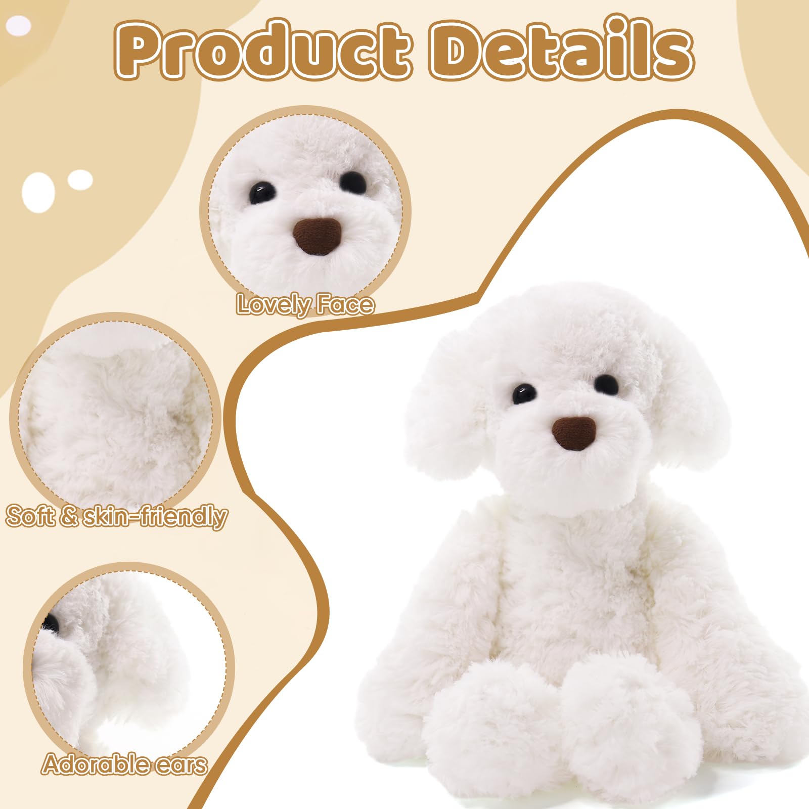 Furvana Bichon Frisé Plüschwelpe, Hunde, Stofftiere, 25,4 cm, Bichon Frisé, Stofftier, ideales Weihnachtsgeschenk, für Kleinkinder, Kinder und Jugendliche, für Kinder von 3–14 Jahren