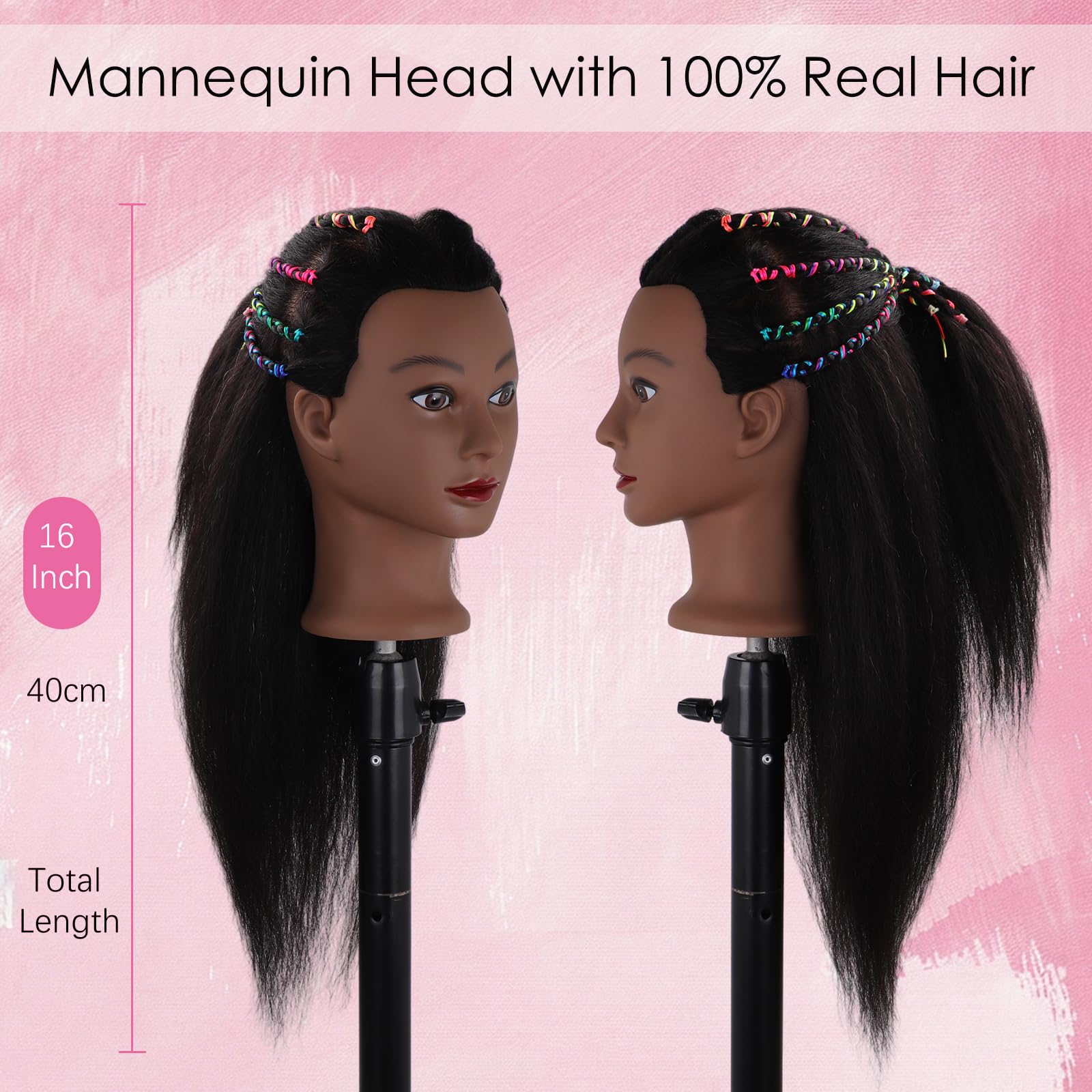 DiazySight Black Mannequin Head Afro 100% Real Human Hair - Image 3