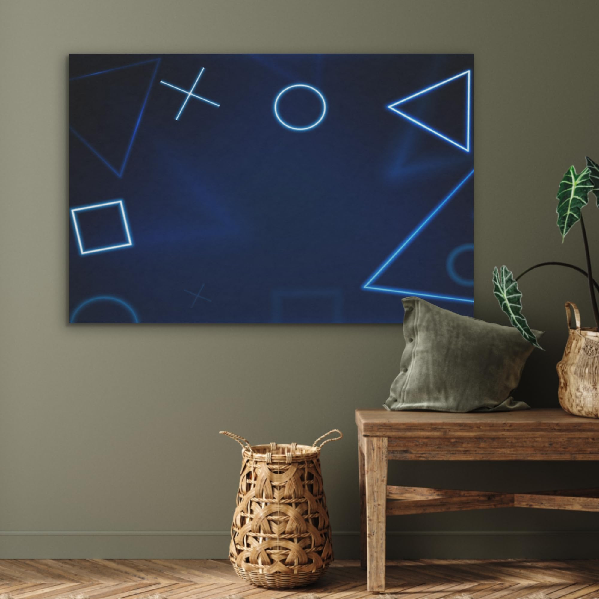 MuchoWow© Decoracion Pared 100x70 cm Paneles Acusticos Decorativos Panel Insonorizante Insonorizar Habitacion Insonorizacion CuadrosGaming - Neón - Azul