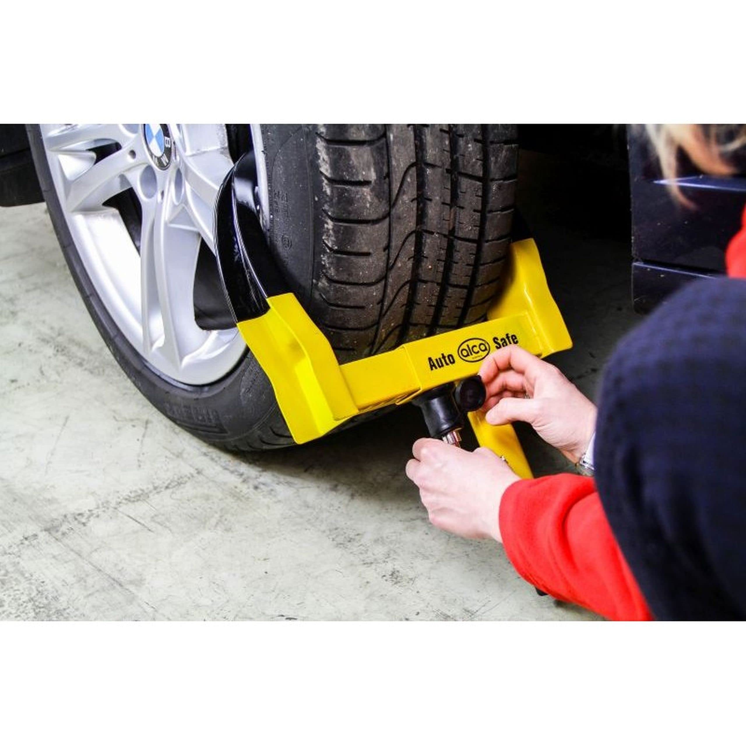 Sabot de roue extensible pour Ducato Crafter autocaravane camping-car robuste avec protection antivol 2 clés Alca Allemagne A306000 Jaune