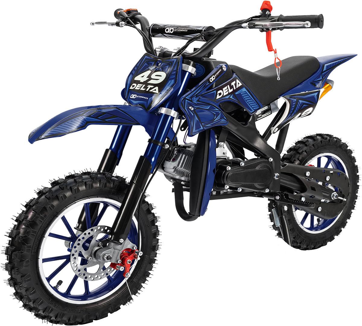 Mini Cross Mini Moto minicross minimoto ORION 49cc 2 tempi: Gas Regolabile + Easty Start + Ruote 10" + Freni a disco + Filtro Aria Sportivo + Altezza Sella ca. 60cm + Garanzia 24 mesi (COLORE BLU)