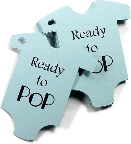 Ready to Pop Baby Shower Tags One Piece Shape (Set of 15) (Blue)