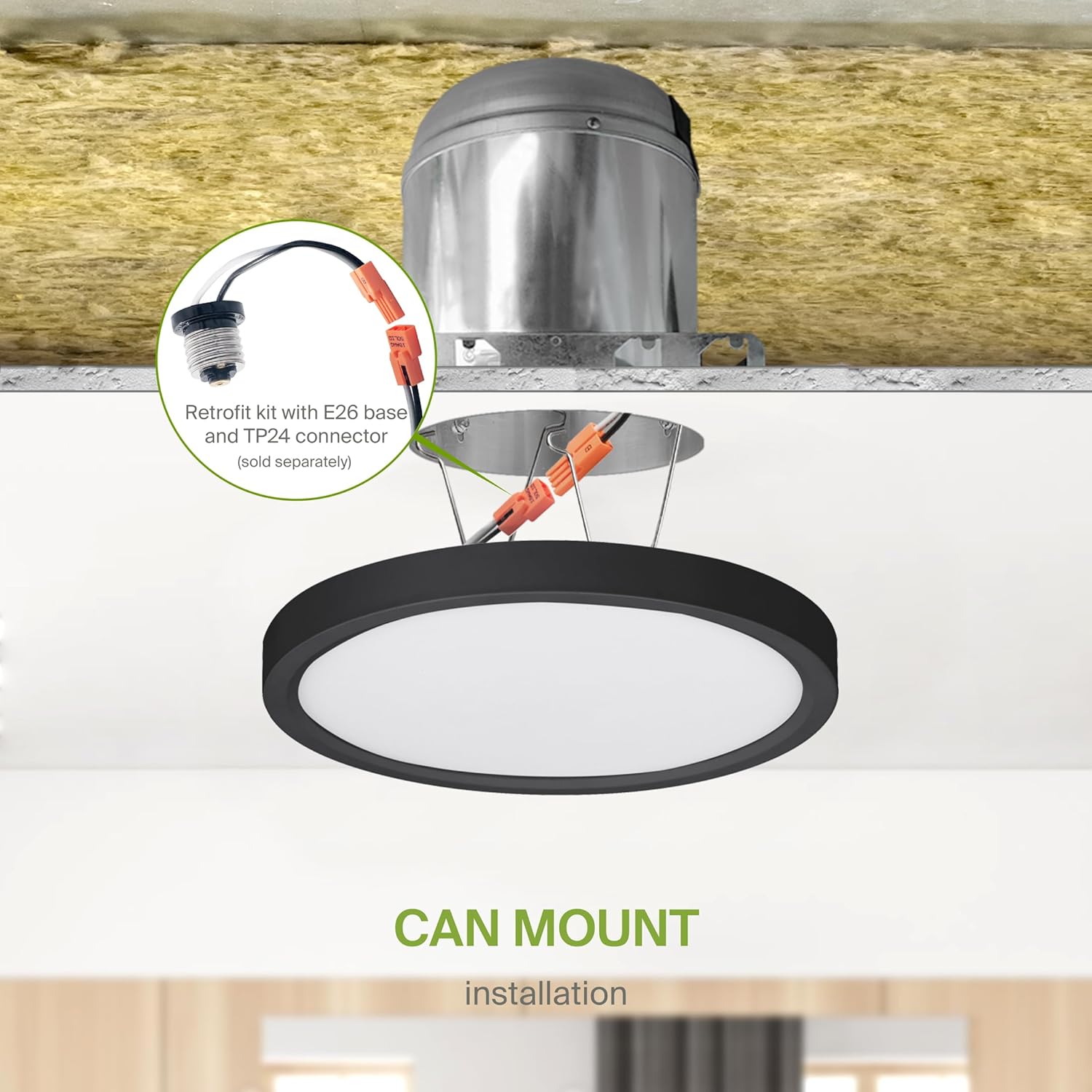 ASD LED 5" Round Flush Mount Ceiling Light Fixture, Low Profile Surface Lighting | 5CCT, Dimmable, Ultra-Thin, ETL Listed | 10W 700LM 2700-6000K 120V | Kitchen, Bedroom, Hallway Lamp | Black, 6 Pack