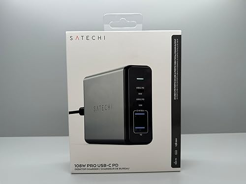 Miniatura 7 de Satechi Estación de carga de escritorio Pro USB C PD de 108 W, 2 puertos USBC PD y 2 puertos USB A, compatible con MacBook Pro 2020/2019, MacBook