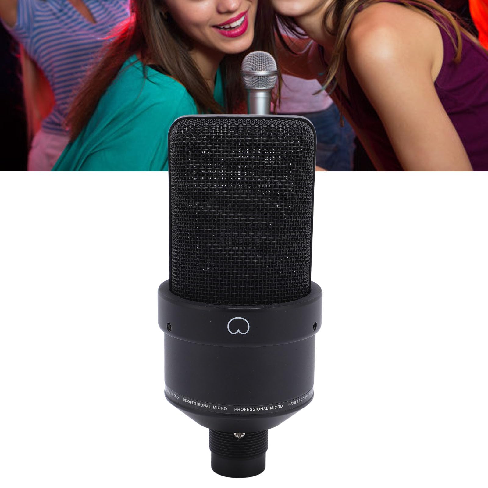 Microfono a condensatore studio professionale 26 mm diaframma largo XLR microfono di registrazione con supporto antiurto cavo antivento per podcasting canto streaming gi (Nera)