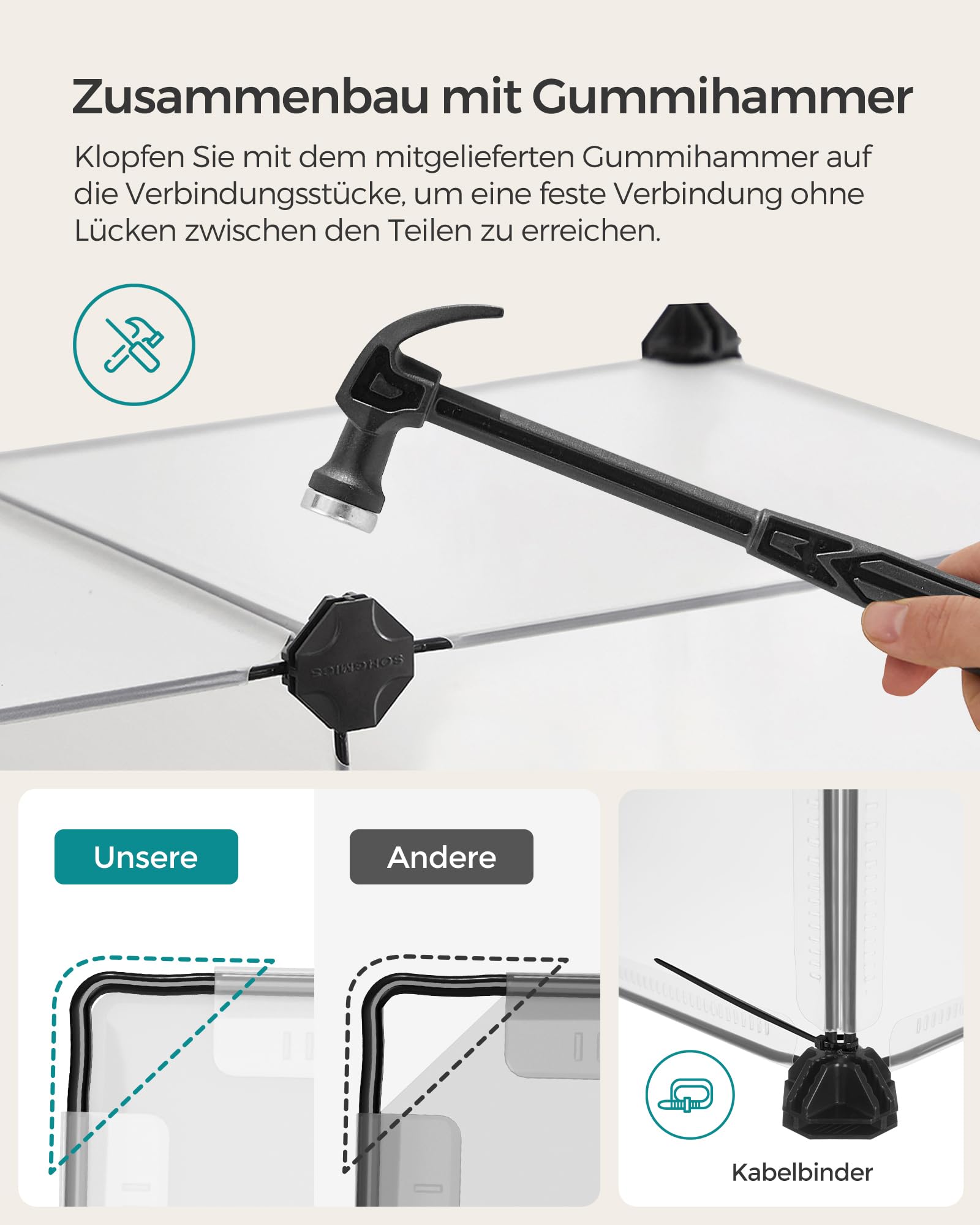 SONGMICS Freigehege mit Bodenplatten, Laufstall, Meerschweinchen Gehege, aus Kunststoff, Gehege für Hamster, Kaninchen, Igel, 140 x 70 x 45 cm, weiß LPC02W