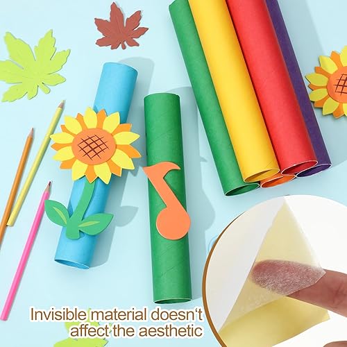 Miniatura 7 de Yeaqee 100 hojas adhesivas de doble cara para manualidades, cinta decorativa transparente para manualidades con forro blancoamarillo para bricolaje