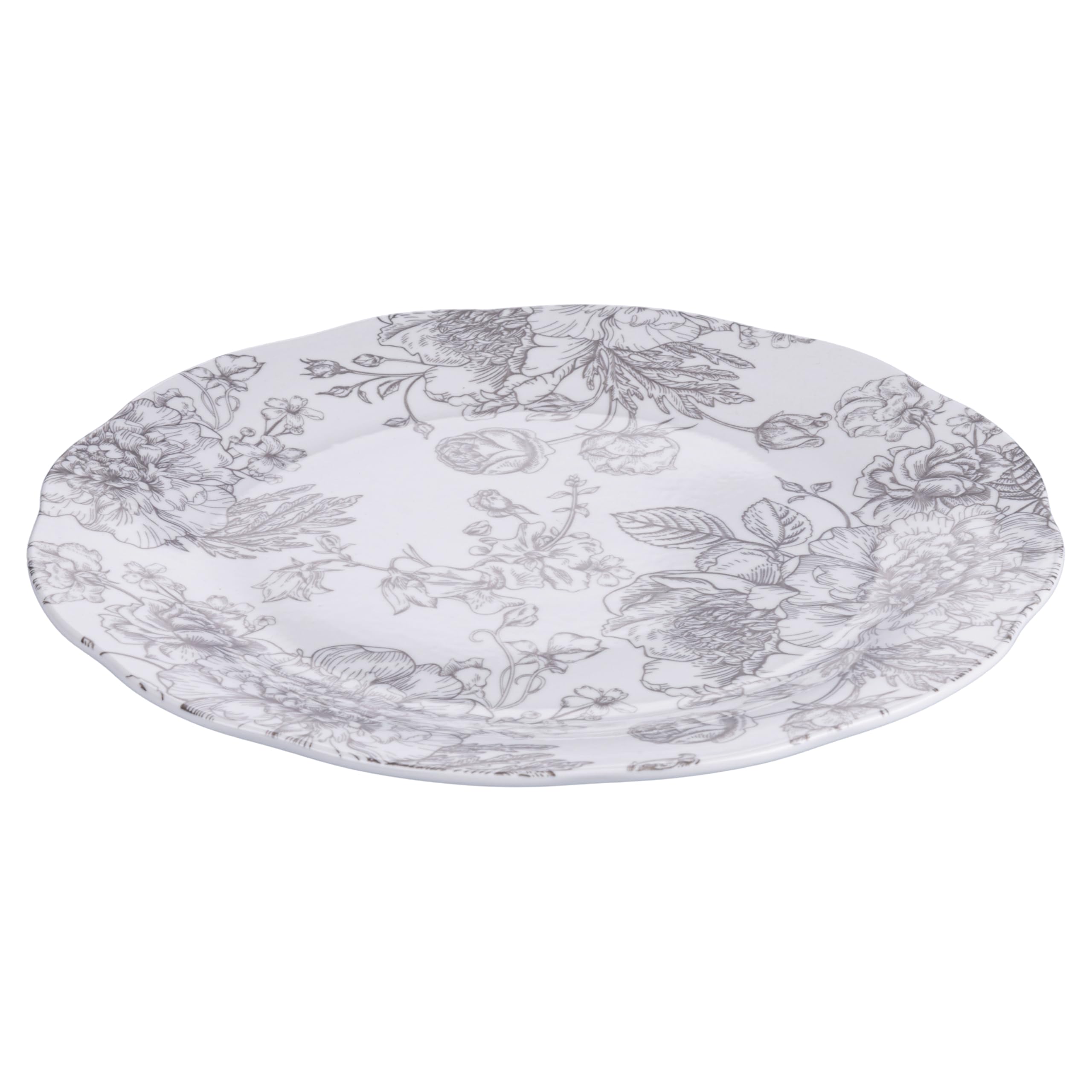 Servizio piatti 18 pezzi in porcellana, 6 posti tavola, decoro floreale, Madame Grey