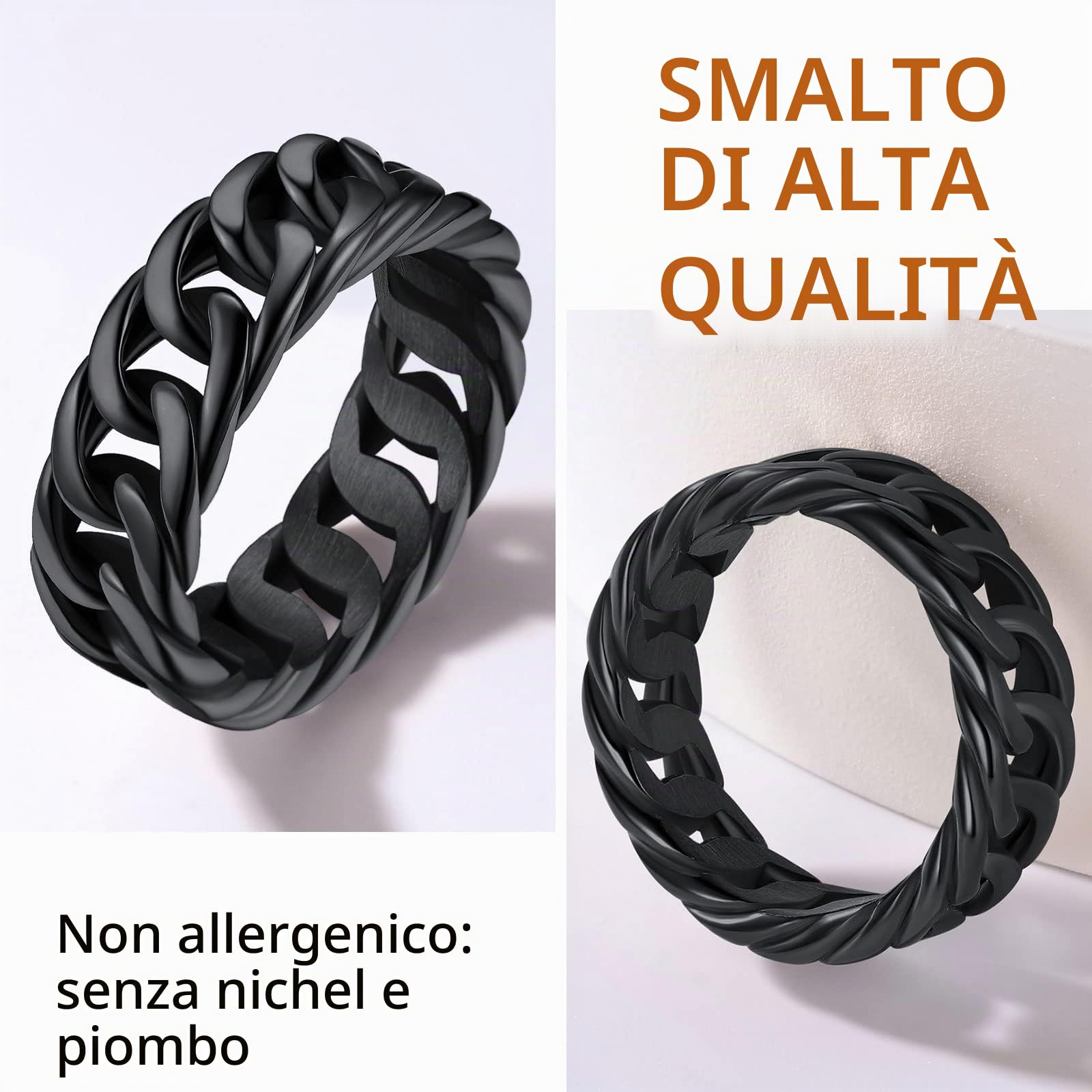 FindChic - Anello Unisex in acciaio inossidabile ipoallergenico, Anello Argento/Oro/Nero, Anello uomo acciao anello donna misura 7-14