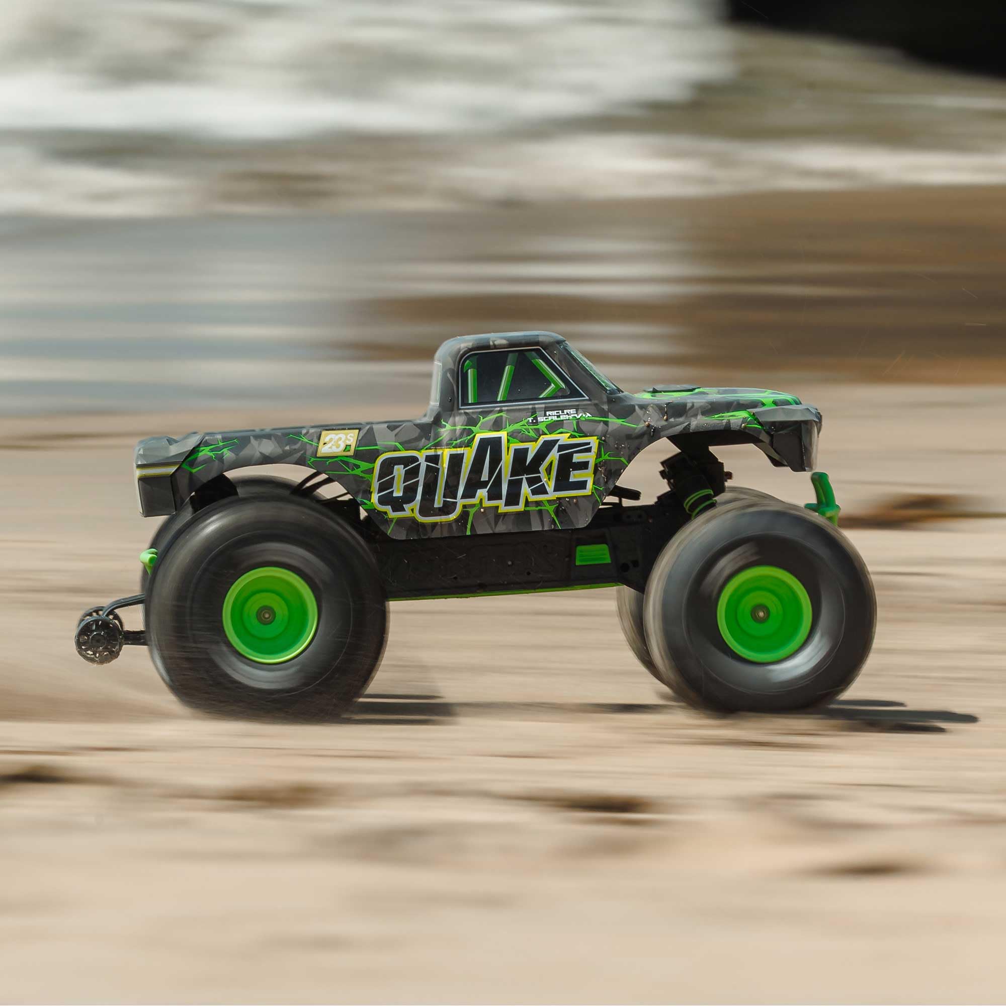 ARRMA 1:10 Quake 223S DSC 2WD RTR Brushless Monster Truck Basher – Ready-to-Run, bis 80 km/h schnell, Robustes Design, 2S/3S kompatibel, ohne Akku & Ladegerät, Grün