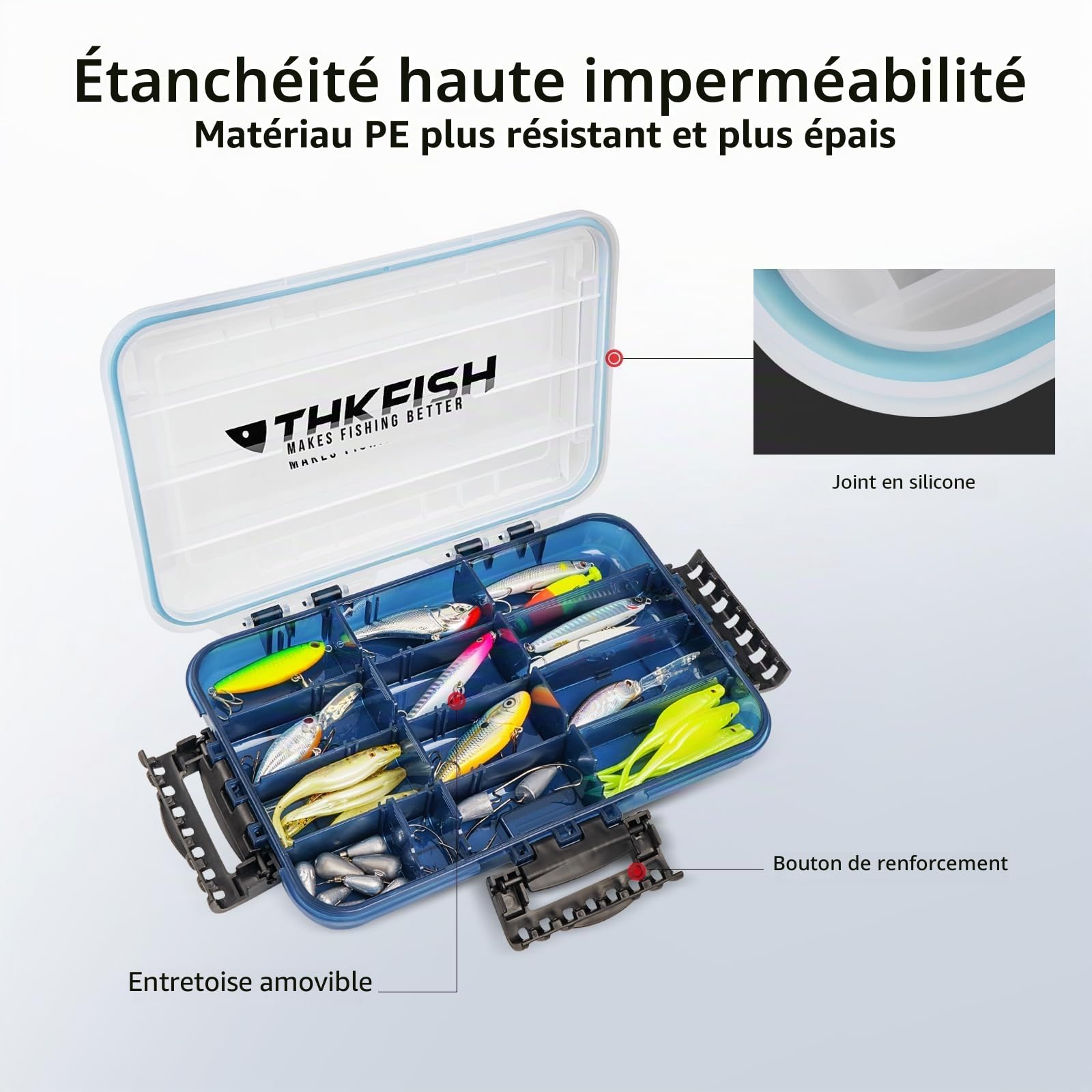 THKFISH Sac de pêche avec boîtes, Sac de pêche étanche avec 1 boîte, Sac à Dos de pêche pour la pêche, Sac à bandoulière, Sac à Dos de pêche avec boîtes pour l'équipement de pêche