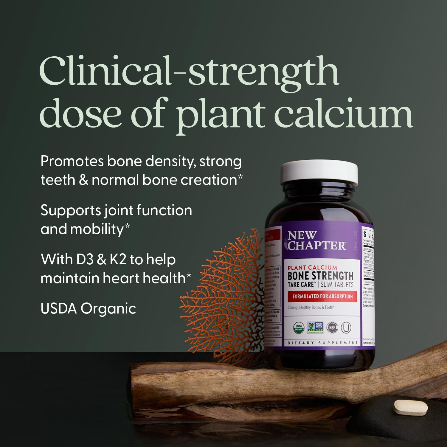 New Chapter Calcium Supplement - Bone Strength Organic Calcium with Magnesium, Vitamin D3+K2, 70+ Trace Minerals for Bone Health, Gluten Free, Easy to Swallow Slim Tablets - 120... 5 New Chapter Calcium Supplement - Bone Strength Organic Calcium with Magnesium, Vitamin D3+K2, 70+ Trace Minerals for Bone Health, Gluten Free, Easy to Swallow Slim Tablets - 120... - Image 3