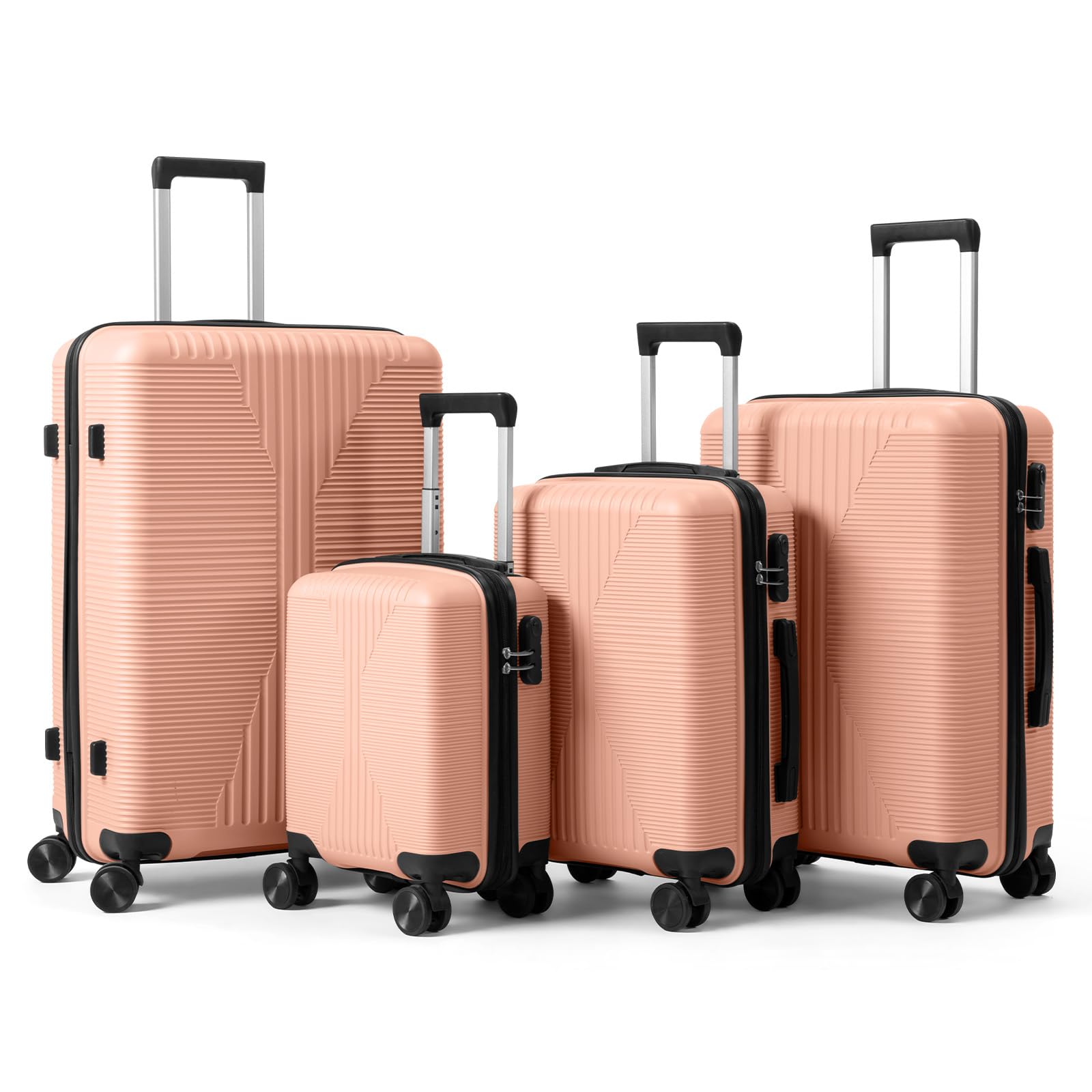 Karl home Luggage Sets 4 Piece, Light Pink, 16/20/24/28"