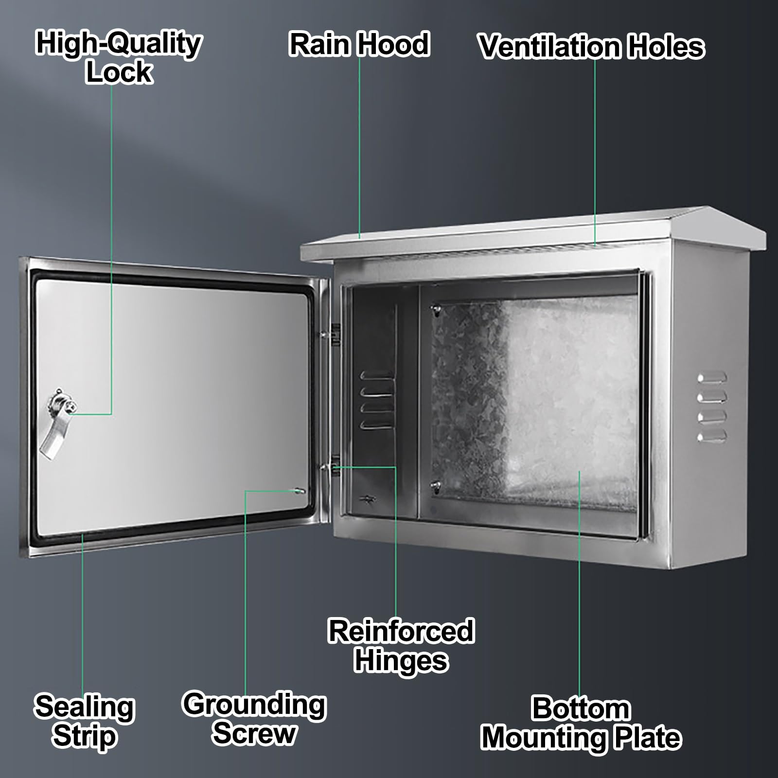 Caja Electrica Exterior, Armario de Conexiones EléCtricas para Exteriores, Caja MetáLica con Cerradura, Junta de Estanqueidad Y Soporte de Pared(40 * 50 * 20CM/15.7 * 19.7 * 7.9IN)
