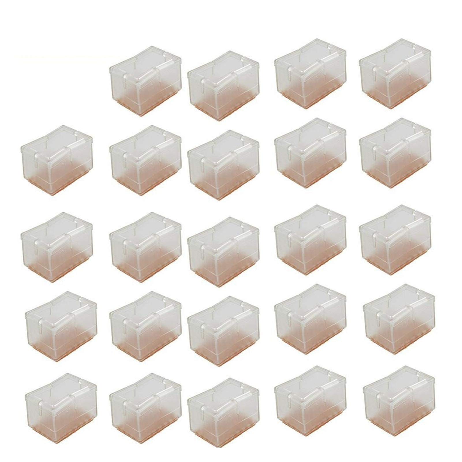 Chair Leg Floor Protectors Rectangle Chair Leg Floor Protectors, Silicone Felt Pads, Transparent Brown, 12 Or 24 Pack(24pcs)