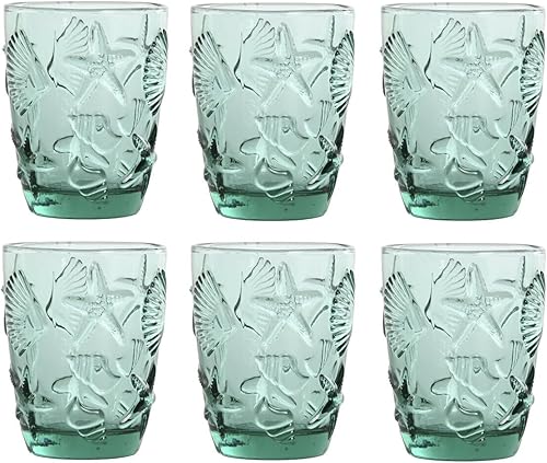 Juego de 6 vasos de cristal 8 x 5 x 10 9.8 fl oz Relive Turquoise