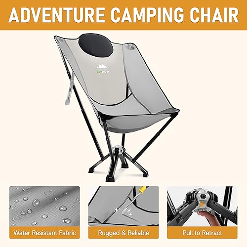 Miniatura 4 de Silla de respaldo alto para acampar e interiores soporte de respaldo completo para sentarse durante mucho tiempo, marco de aluminio estable, pies