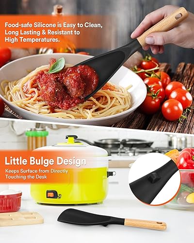 Miniatura 3 de Cuchara de Cocina y Cucharón de Arroz para Utensilios de Cocina Antiadherentes, Excelente para Cocinar y Servir, Cuchara de Silicona Mate Libre de