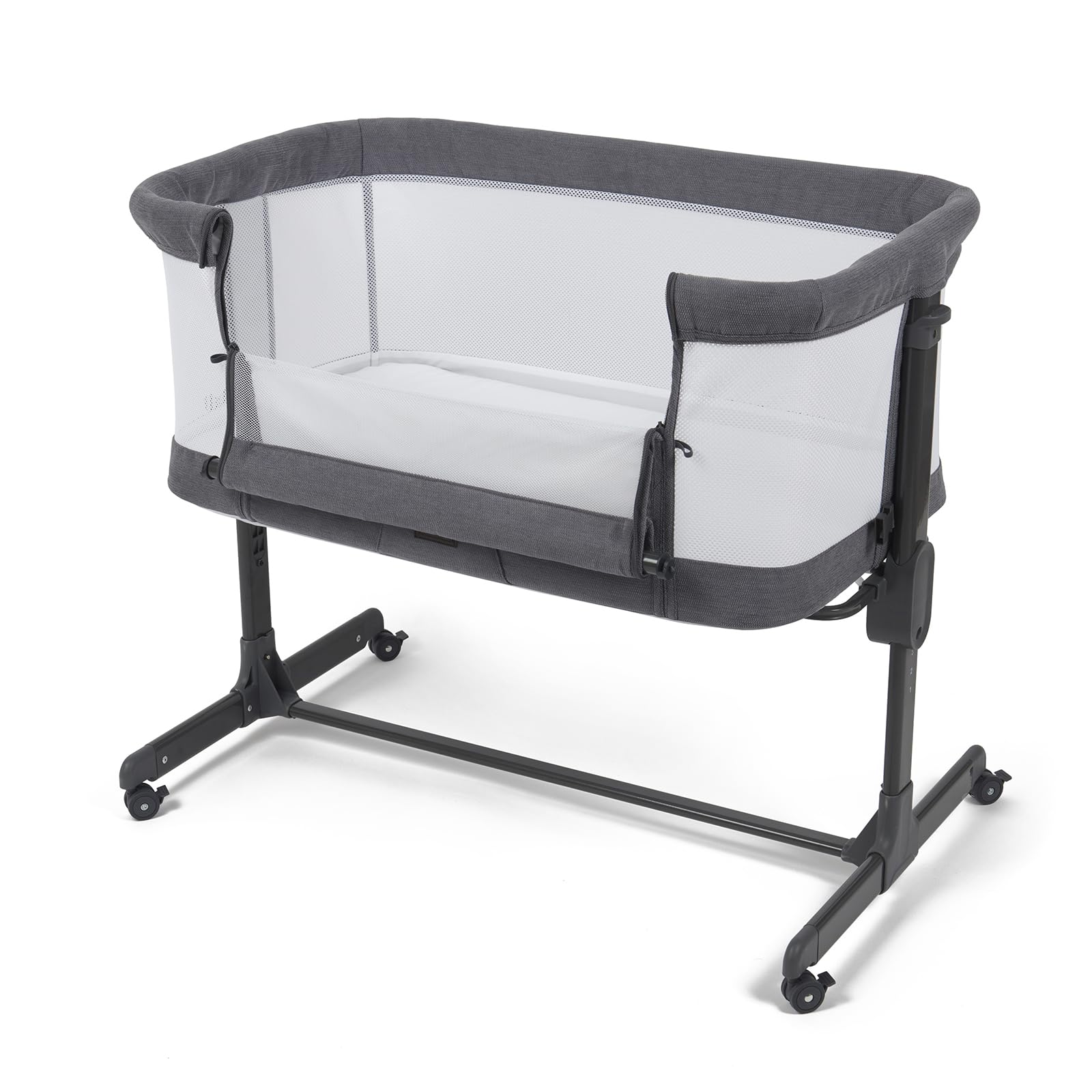 BABYLO Aurora 2-in-1 Co Sleeper, Bedside Crib & Standalone Baby Cot with mattress, 0 – 6 months (9kg), Grey