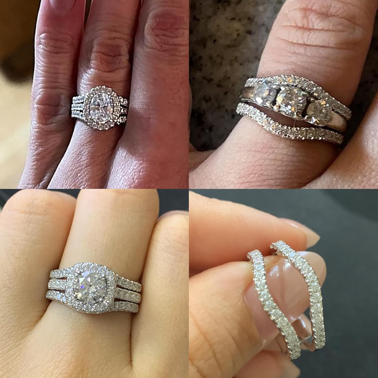 Ring Enhancers Cubic Zirconia Curved Wedding Band for Women Guard Engagement Ring Sterling Silver/Rose Gold/Yellow Gold Size 5-10 - Image 2