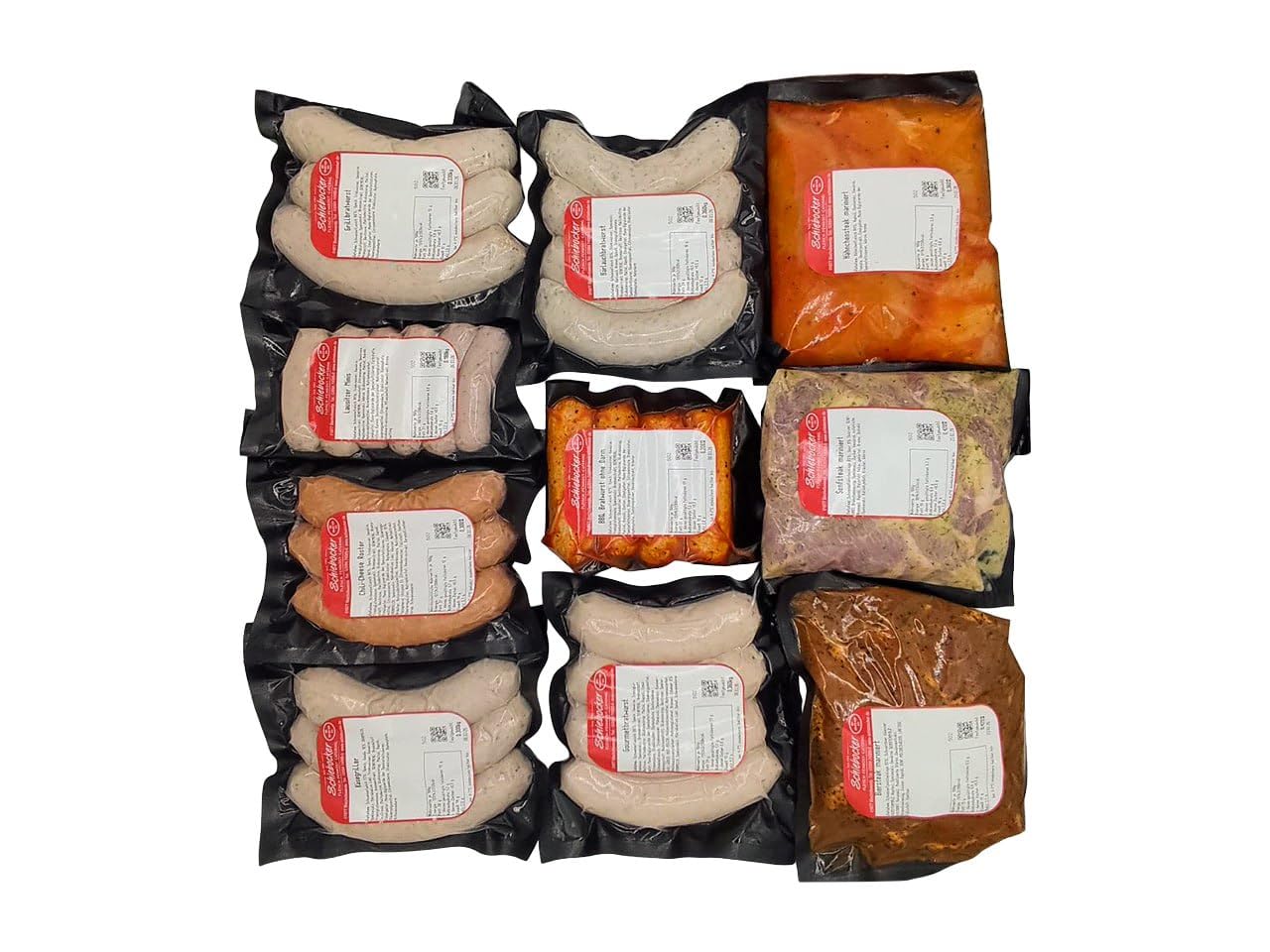 Barbecue Party Grillpaket Fleisch und Wurst mit Bratwürsten, Hähnchen Grillfleisch Steak mariniert vom Schwein, Käsegriller, Rauchwurst - 10x Grillspezialitäten im Grillset