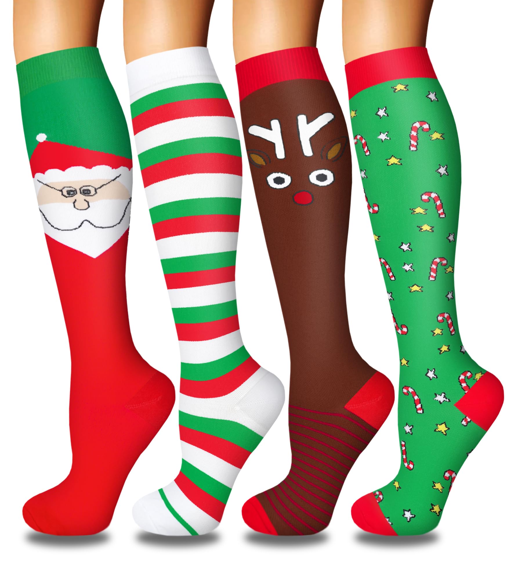 4 Pairs Compression Socks for Women Circulation-Best Support for Nurses,Running,Athletic,Travel L-XL