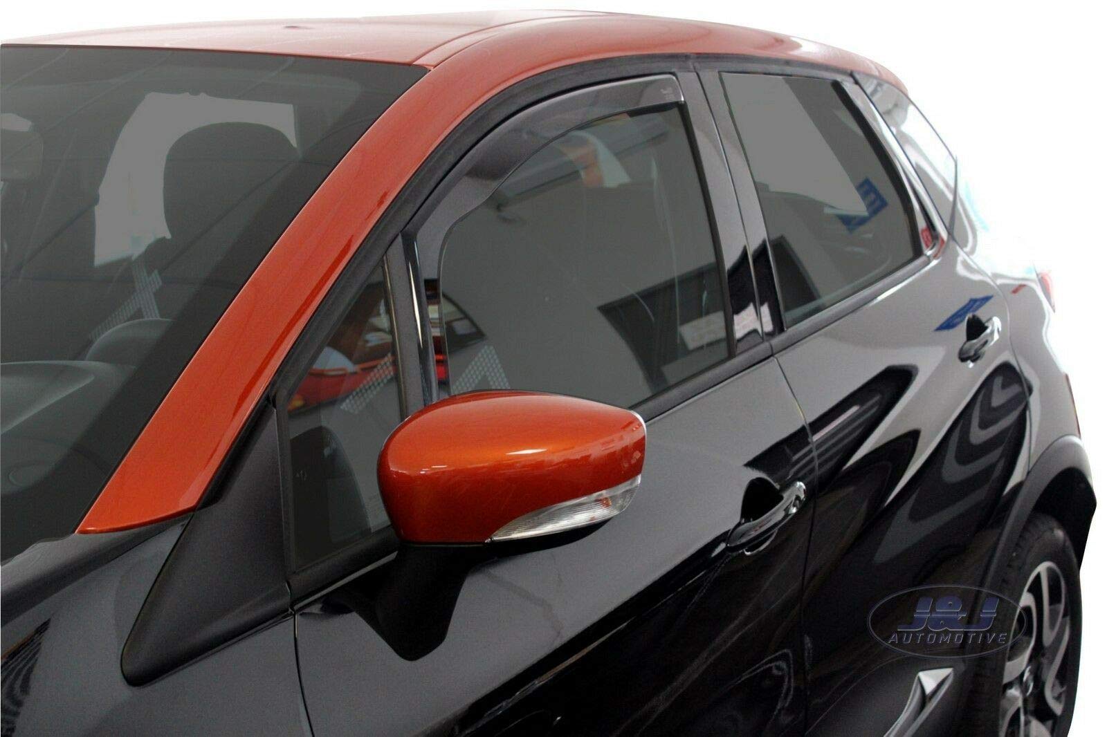 J&J AUTOMOTIVE Deflettori d'Aria per Renault Captur 2013-2019, Set da 2 Pezzi, Nero Fumé Oscurato Heko