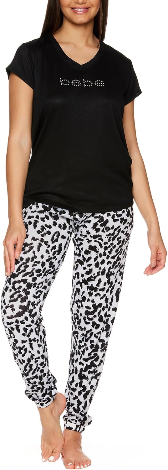 bebe Womens PJs Sets 2 Piece with Tee and Pajama Pants,Women's Sleepwear, Ladies Pajamas Sets