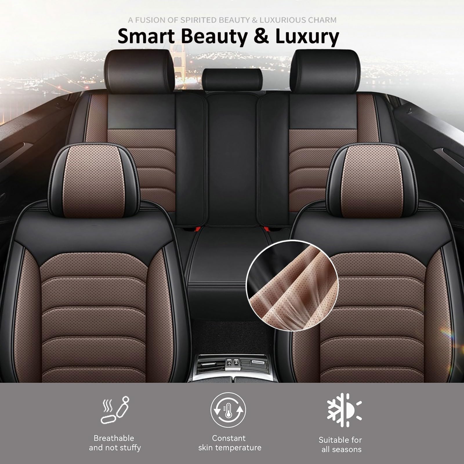 FIENZA Universale Coprisedili Auto per Renaul Captur 2 E-Tech Hybrid 2020-2025 2026 Pelle Traspirante Antiscivolo Rivestimenti Anteriori Posteriori Comfortevoli,Compatibili con Airbag,Nero