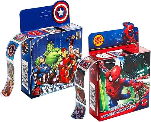 Paquete de 2 calcomanías de Disney Spiderman Vengadores para niños en 10 diseños 400 calcomanías autoadhesivas para laptop botella de agua teléfono