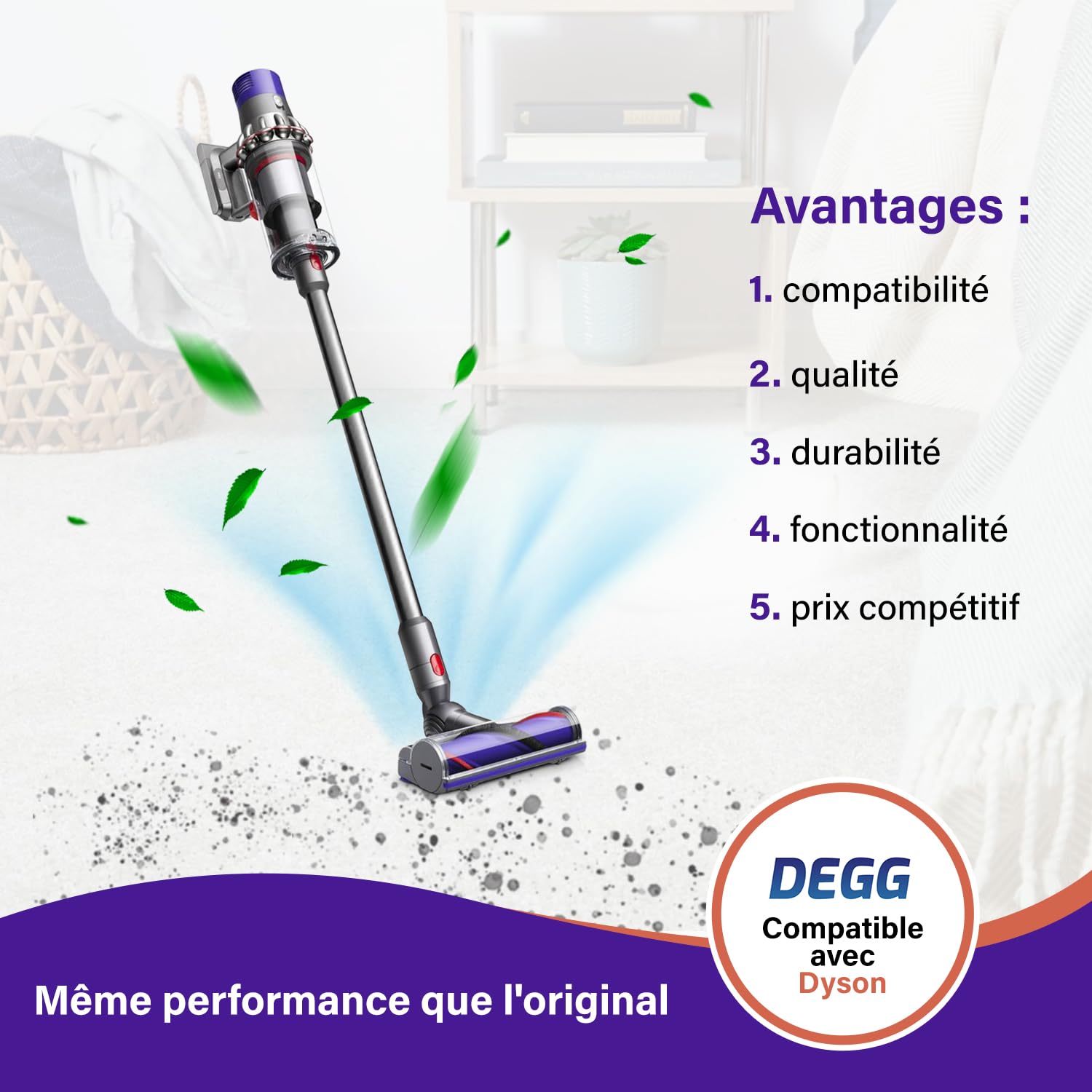 DEGG Tube télescopique - Compatible avec aspirateurs Dyson V7, V8, V10, V11 et V15, Tube d’extension 32mm, Tube d’aspiration Pièces de rechange, Accessoires d’aspirateur - Couleur: Gris Foncé